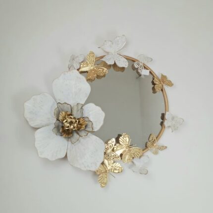 Circle decorative mirror with flowers& butterflies