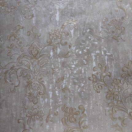 Wide Embossed Vinyl Silver/White Wallpaper