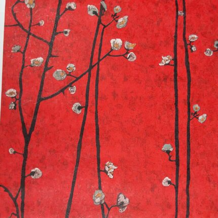 Vinyl Floral Red/Brown Wallpaper