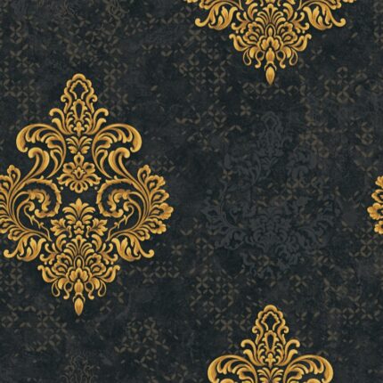 Vinyl Texture Black/Gold Wallpaper