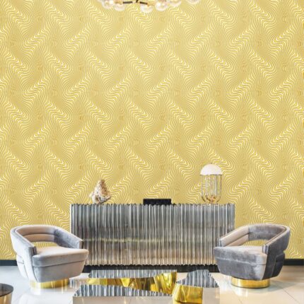 Vinyl Texture Gold/White Wallpaper