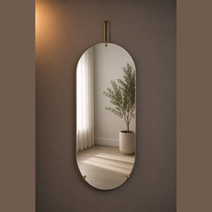 Gold Hanging Oval Mirror