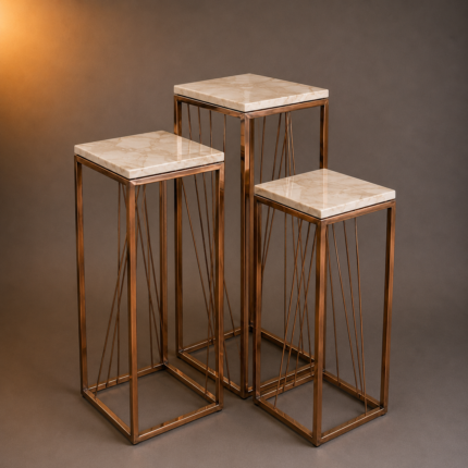 Rose Gold Marble Display Stand Set (3 Piece)