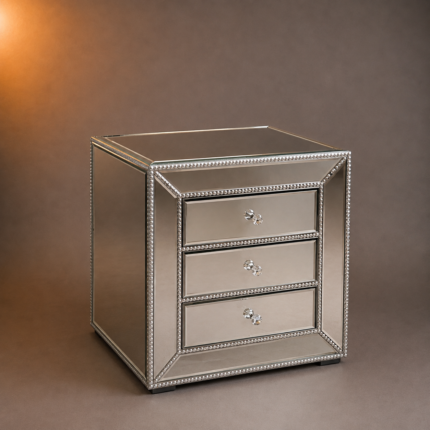Mirrored 3 Drawer Bedside Cabinet