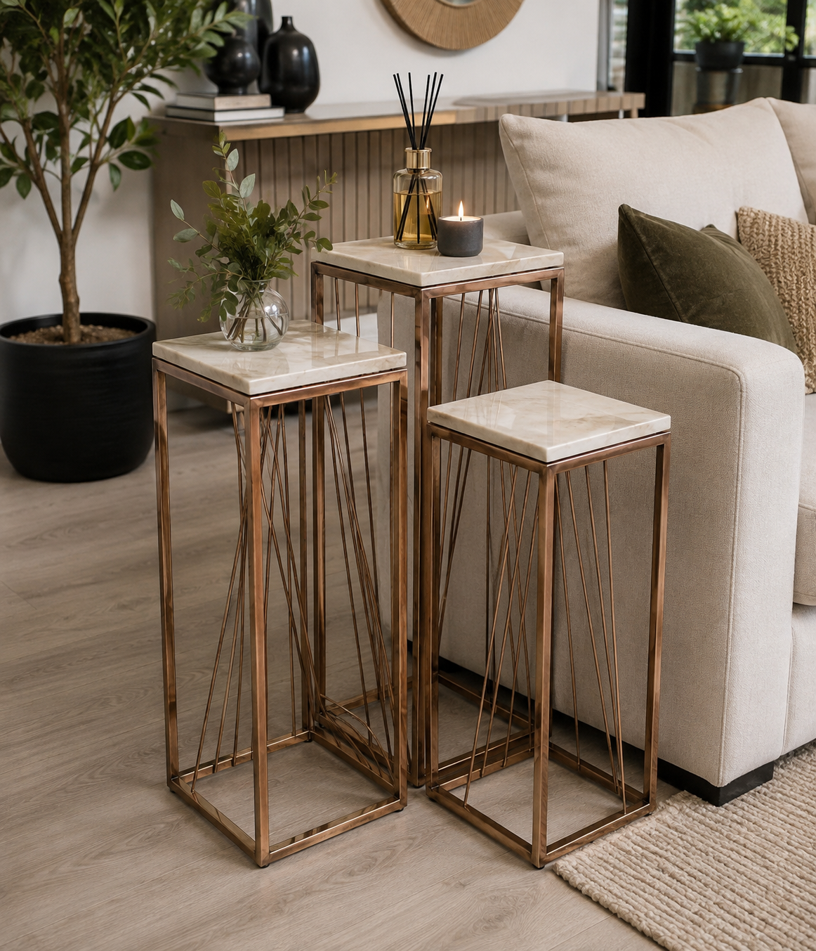 Rose Gold Marble Display Stand Set (3 Piece) - Image 2